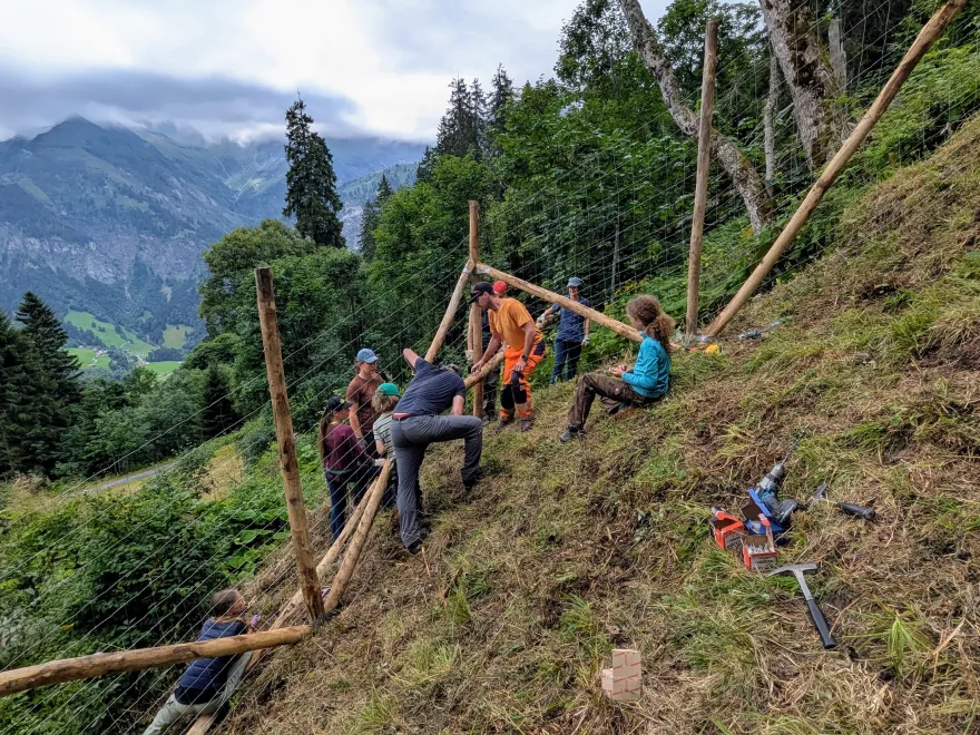bergwaldprojekt-familien-zaunbau-steilhang-schutzwald